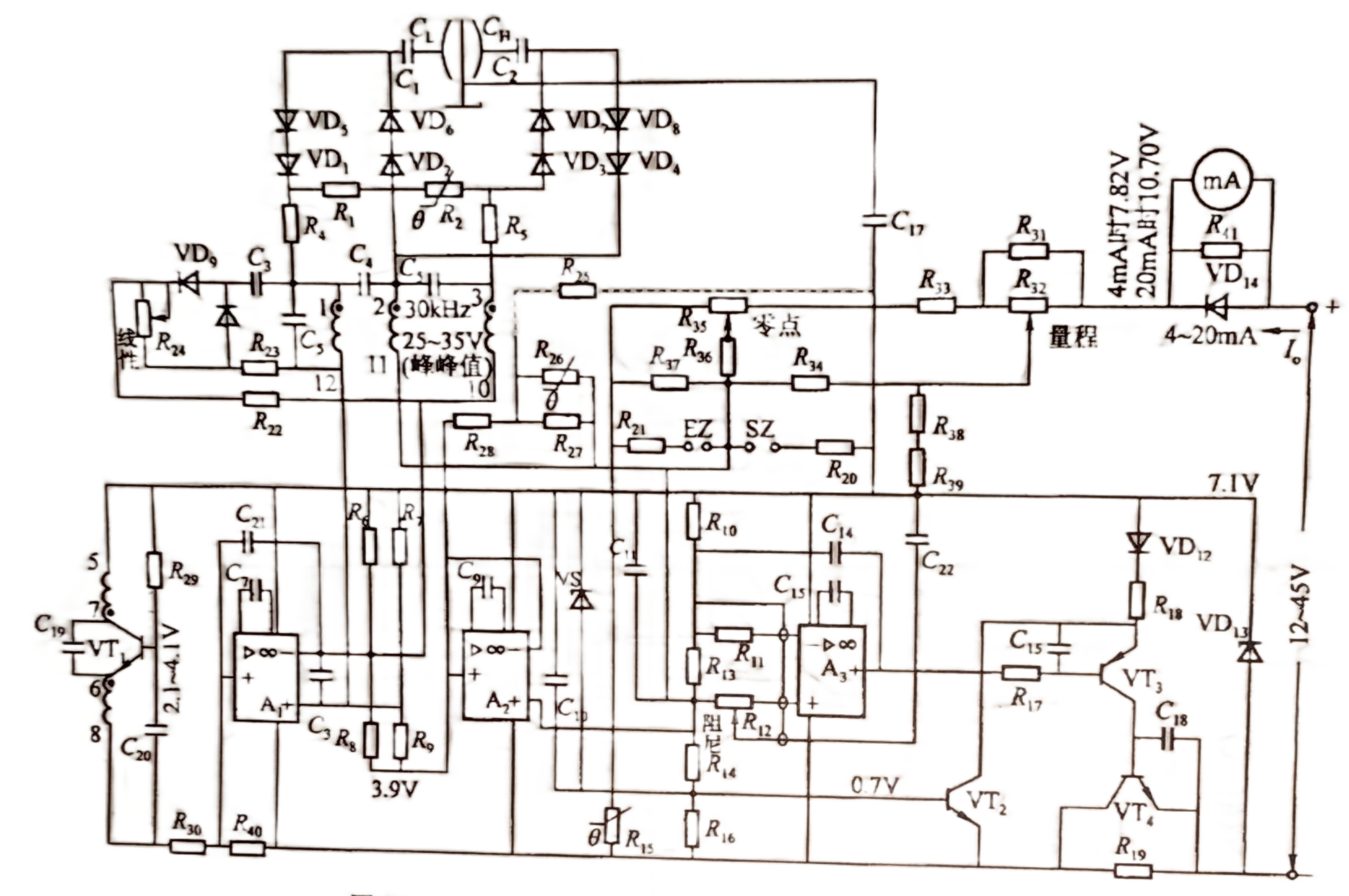 תכנון מעגל של משדר לחץ קיבולי/DP מסדרת SH Circuit Design of the SH series Model Capacitive Pressure Transmitter/DP